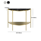 Half Moon Black Marble Entryway Console Table with Shelves Image - 12