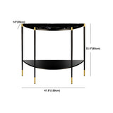 Half Moon Black Marble Entryway Console Table with Shelves Image - 13
