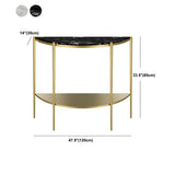 Half Moon Black Marble Entryway Console Table with Shelves Image - 14