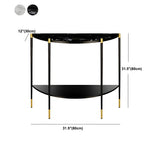 Half Moon Black Marble Entryway Console Table with Shelves #size