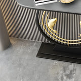 Half Moon Black Stone Gold Circle and Koi Base Console Table Image - 11