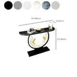 Half Moon Black Stone Gold Circle and Koi Base Console Table #size