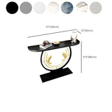 Half Moon Black Stone Gold Circle and Koi Base Console Table Image - 16