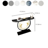 Half Moon Black Stone Gold Circle and Koi Base Console Table Image - 16