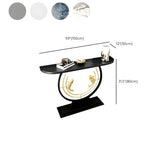 Half Moon Black Stone Gold Circle and Koi Base Console Table Image - 17