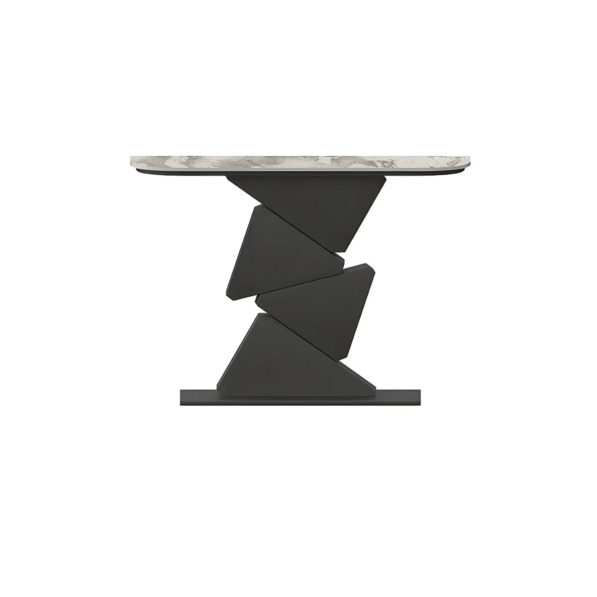 Half Moon Gold Triangle Metal Base Hallway Console Table Image - 3