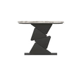 Half Moon Gold Triangle Metal Base Hallway Console Table Image - 3