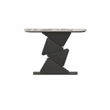 Half Moon Gold Triangle Metal Base Hallway Console Table Image - 3