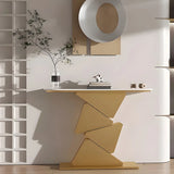 Half Moon Gold Triangle Metal Base Hallway Console Table Image - 6