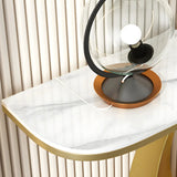 Half Moon Marble Metal Black Circle Base Console Table Image - 10