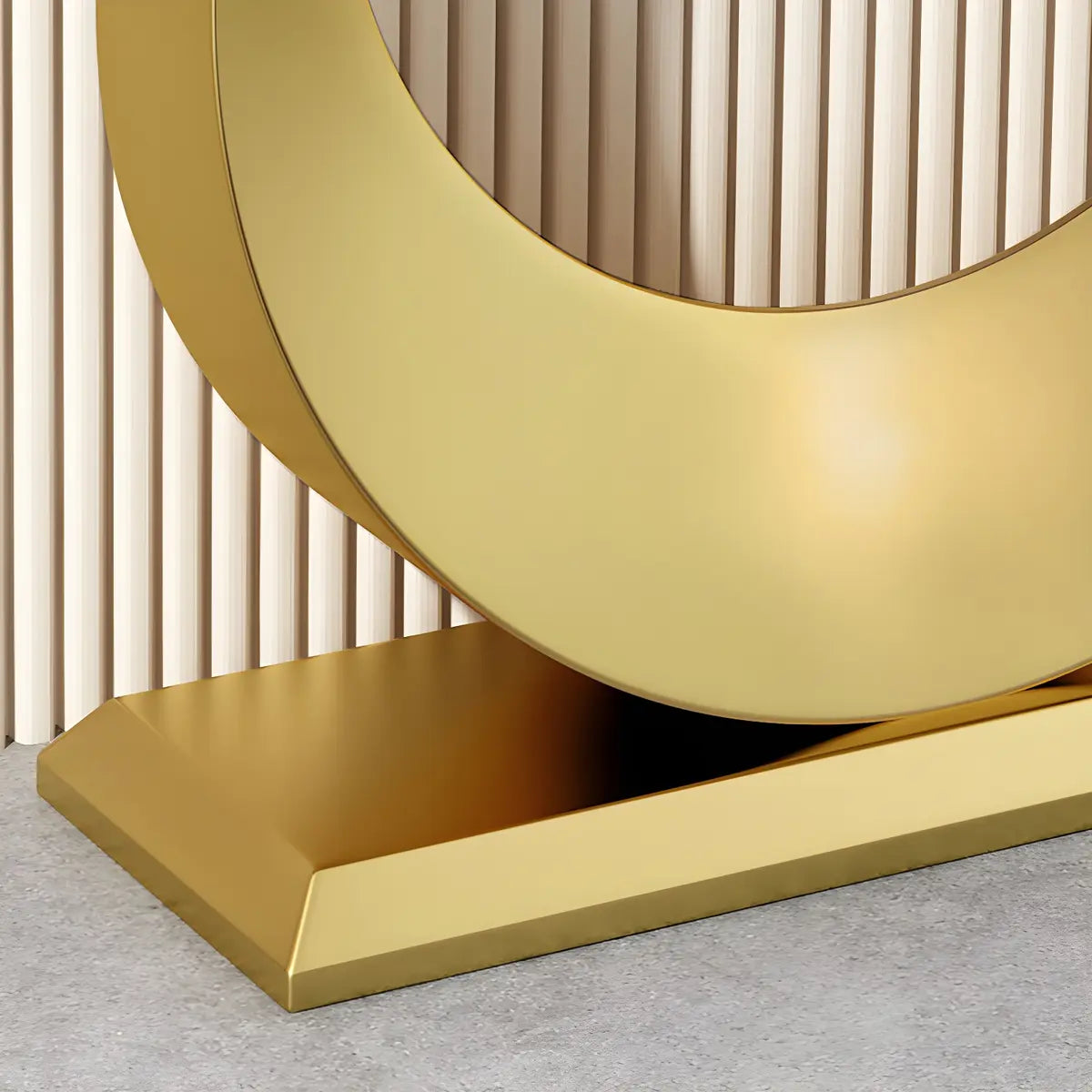 Half Moon Marble Metal Black Circle Base Console Table Image - 12