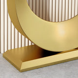 Half Moon Marble Metal Black Circle Base Console Table Image - 12