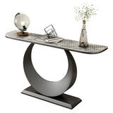 Half Moon Marble Metal Black Circle Base Console Table Image - 9