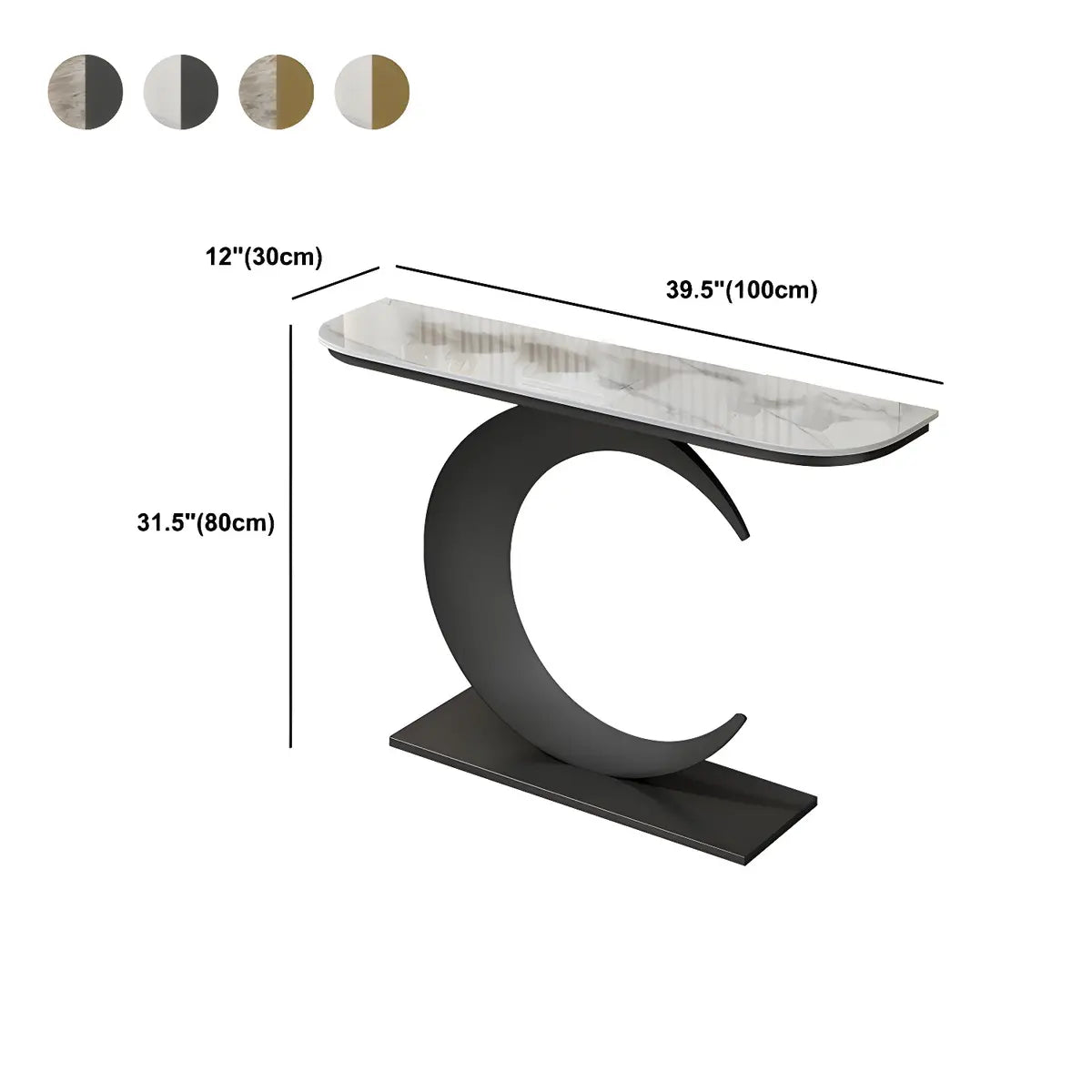 Half Moon Metal Gold Scratch Resistant Hallway Console Table Image - 14