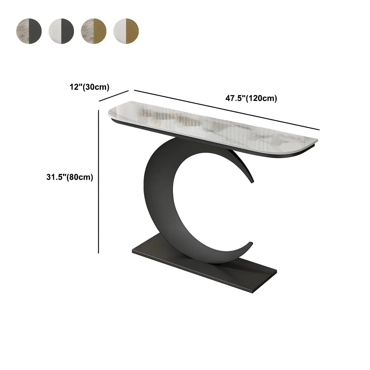 Half Moon Metal Gold Scratch Resistant Hallway Console Table Image - 15