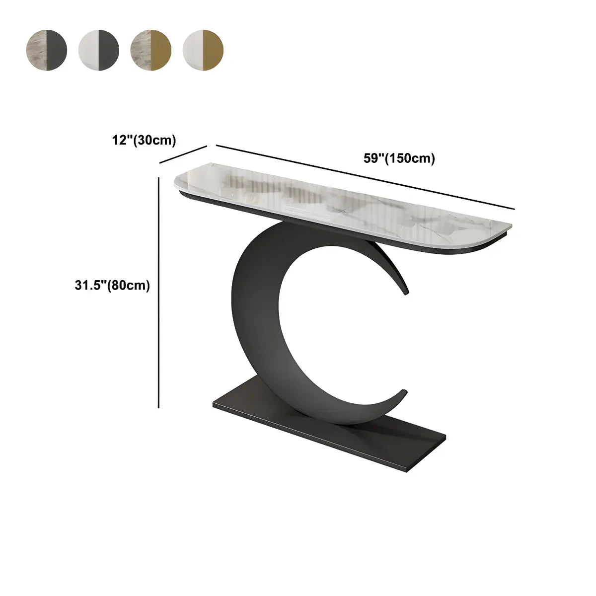 Half Moon Metal Gold Scratch Resistant Hallway Console Table Image - 16