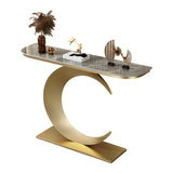 Half Moon Metal Gold Scratch Resistant Hallway Console Table Image - 5
