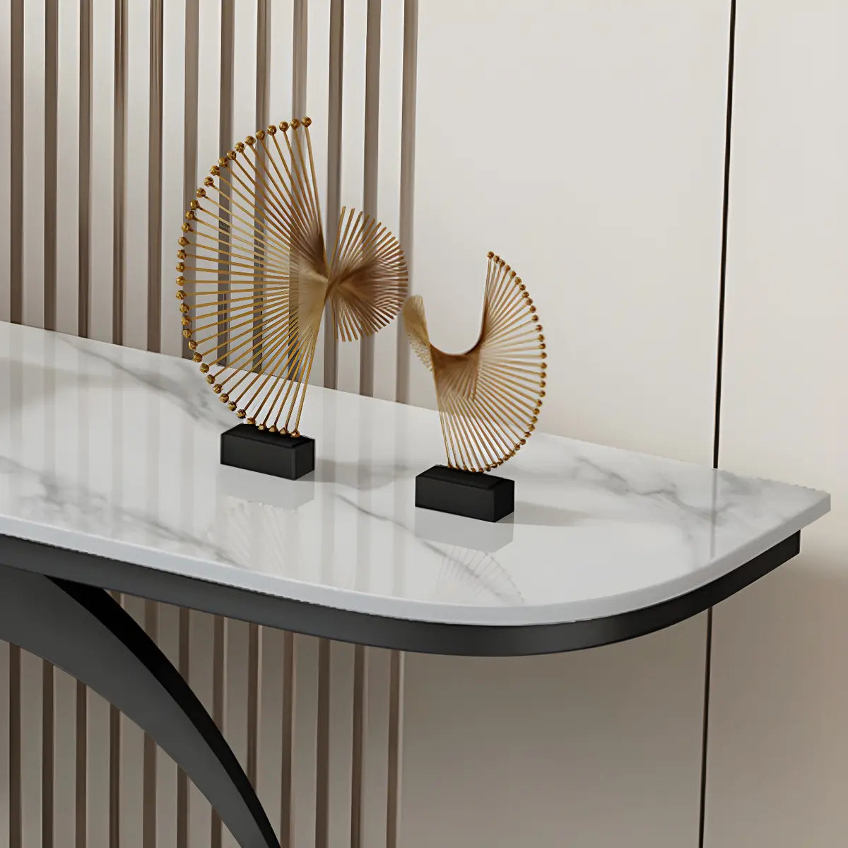 Half Moon Metal Gold Scratch Resistant Hallway Console Table Image - 6