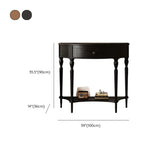 Half Moon Oak Wood Vintage Black Storage Console Table #size