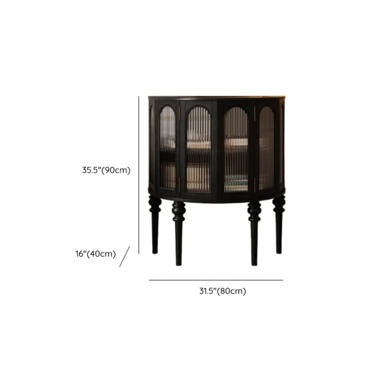 Half Moon Oak Wood Vintage Black Storage Console Table Image - 11