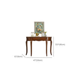 Half Moon Walnut Wooden Storage Console Table with Drawer Image - 13