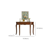 Half Moon Walnut Wooden Storage Console Table with Drawer Image - 14