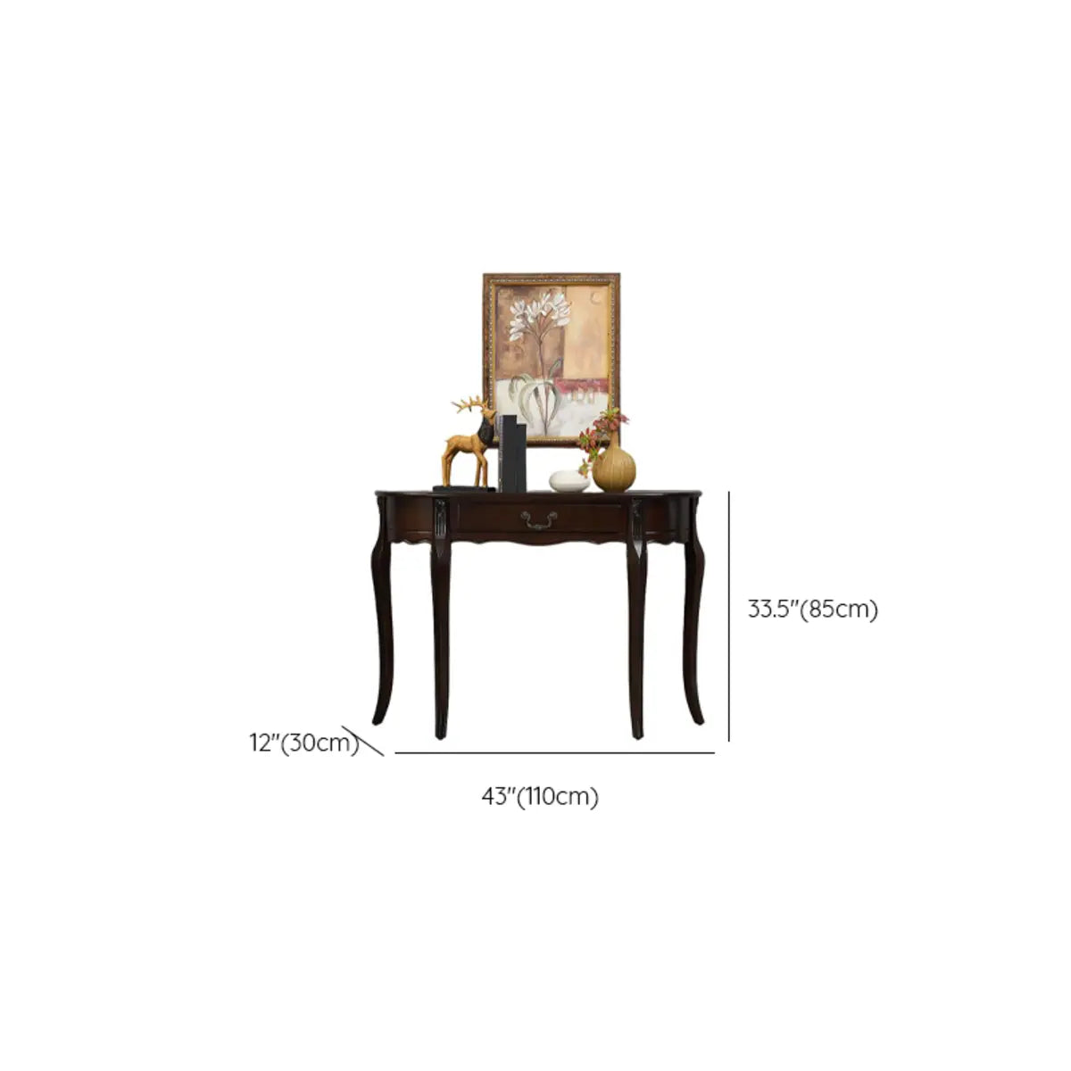 Half Moon Walnut Wooden Storage Console Table with Drawer Image - 15