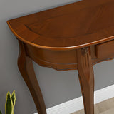 Half Moon Walnut Wooden Storage Console Table with Drawer Image - 6