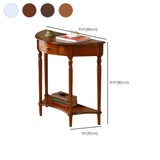 Half Moon Wood Cherry Console Entry Table with Drawers Image - 16
