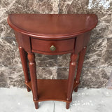 Half Moon Wood Cherry Console Entry Table with Drawers Image - 2