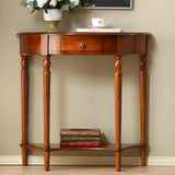 Half Moon Wood Cherry Console Entry Table with Drawers Image - 4