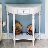 Half Moon Wood Cherry Console Entry Table with Drawers Image - 7