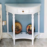 Half Moon Wood Cherry Console Entry Table with Drawers Image - 7