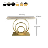 Half Round Sintered Stone Black Circle Base Console Table Image - 16