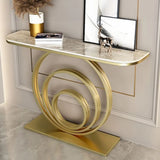 Half Round Sintered Stone Black Circle Base Console Table Image - 3