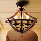 Hallway Black Candleholder Iron Semi-Flush Mount Light Image - 1