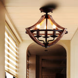Hallway Black Candleholder Iron Semi-Flush Mount Light Image - 4