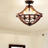 Hallway Black Candleholder Iron Semi-Flush Mount Light Image - 5