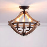 Hallway Black Candleholder Iron Semi-Flush Mount Light Image - 8