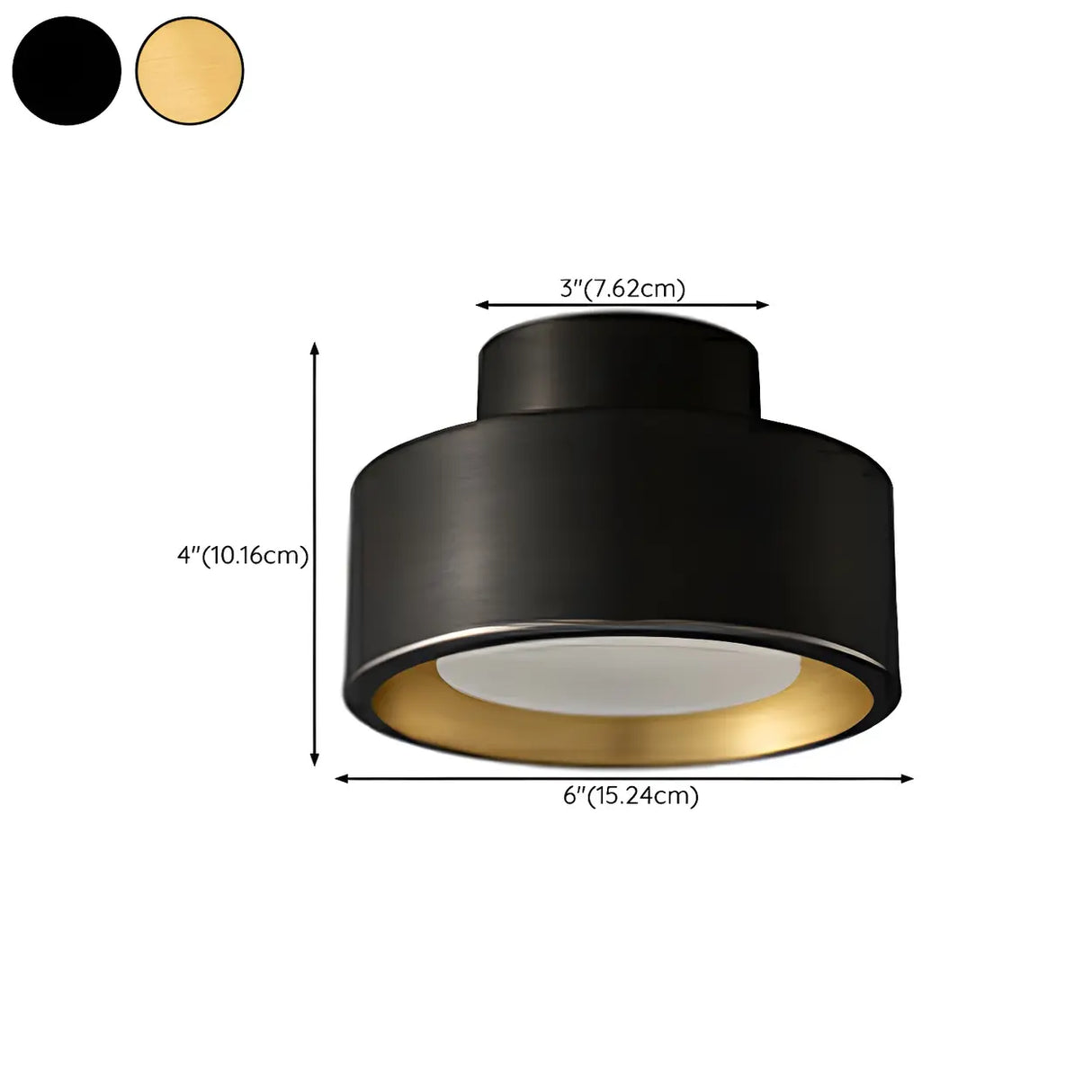 Hallway Black Cylinder LED Semi-Flush Mount Light 