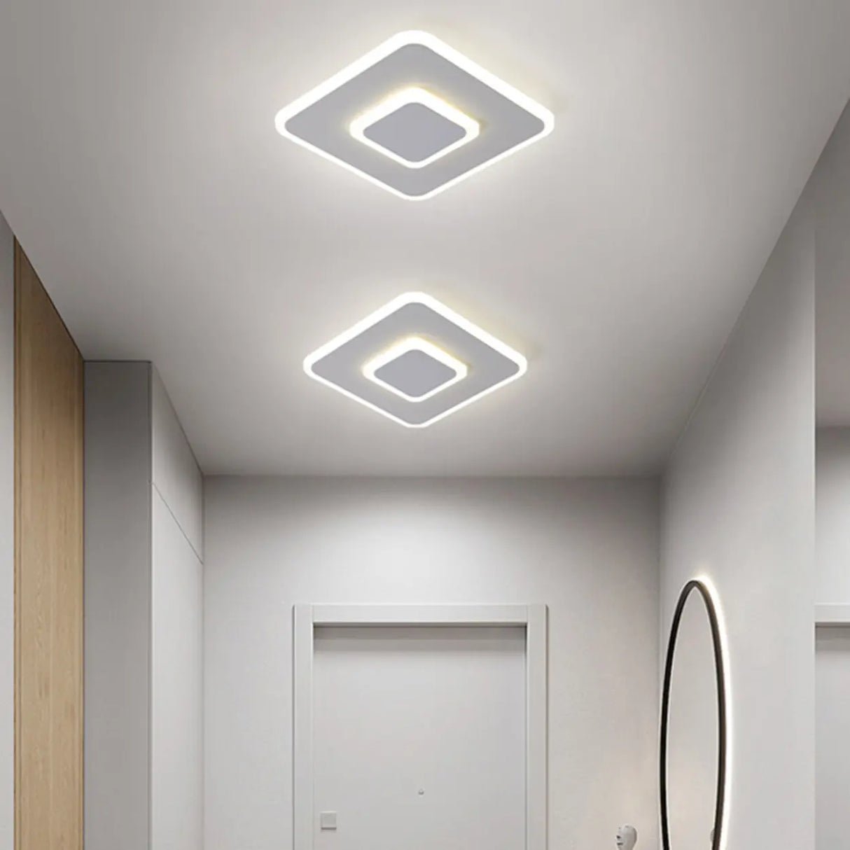 Hallway Black Grey Round LED Flush Mount Ceiling Light Image - 4