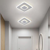 Hallway Black Grey Round LED Flush Mount Ceiling Light Image - 4