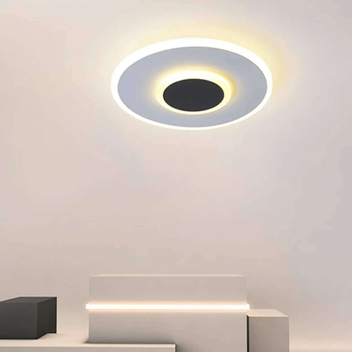 Hallway Black Grey Round LED Flush Mount Ceiling Light Image - 6