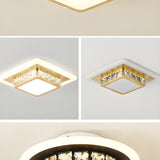 Hallway Black Round Crystal Flush Mount Ceiling Light Image - 14