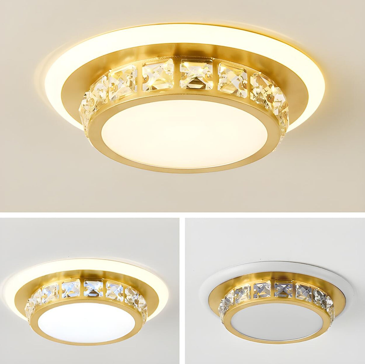 Hallway Black Round Crystal Flush Mount Ceiling Light Image - 17