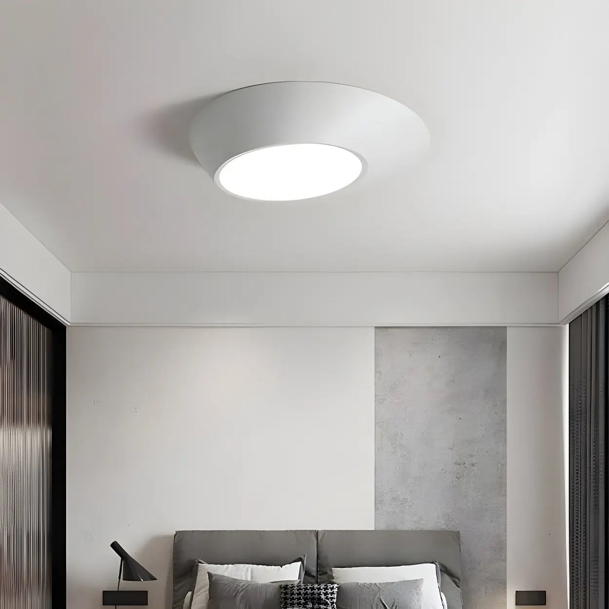Hallway Black White Geometric Section Flush Mount Light Image - 5