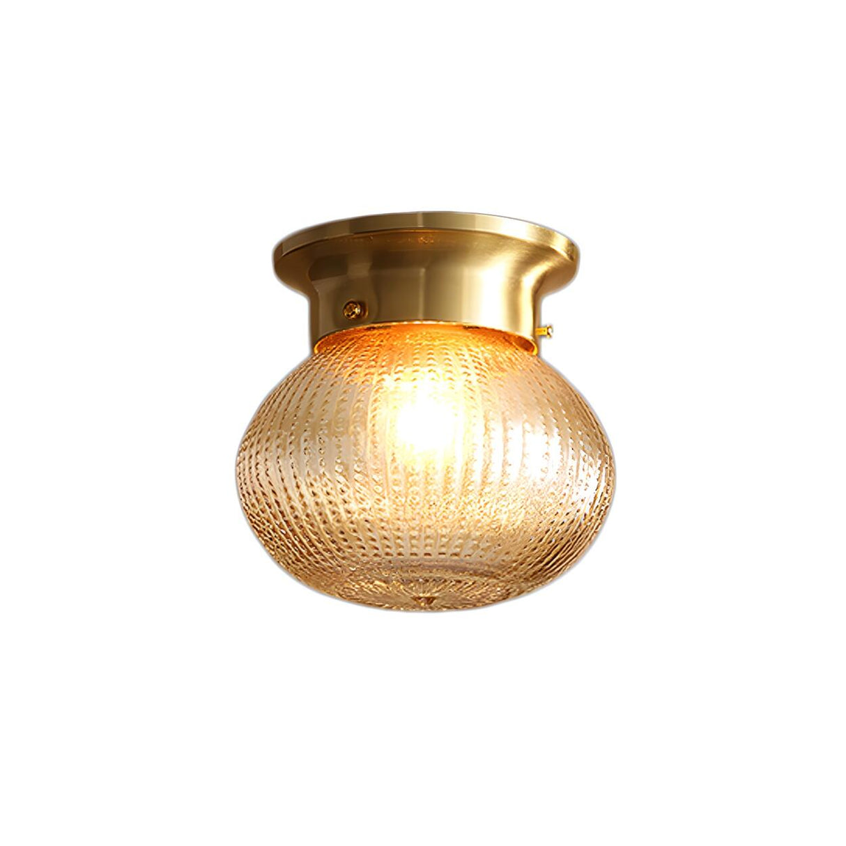 Hallway Brass Crystal Globe Flush Mount Ceiling Light Image - 7