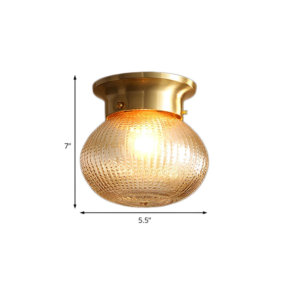 Hallway Brass Crystal Globe Flush Mount Ceiling Light Image - 8