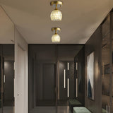 Hallway Classic Cup-Shaped Glass Semi-Flush Mount Light Image - 12