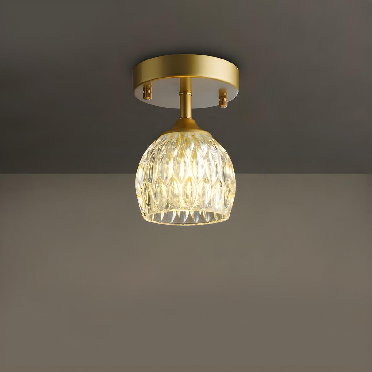 Hallway Classic Cup-Shaped Glass Semi-Flush Mount Light Image - 2
